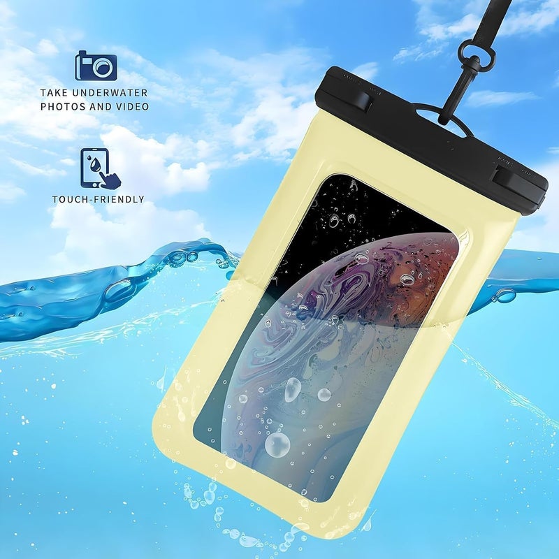 Foweroty Floatable Soap Bubble Waterproof Phone Pouch/Case with Crossbody Lanyard for iPhone 17 16 Pro Max/15 Pro/14/13/12, IP68 Cellphone Dry Bag Beach Cruise Ship Essentials, 1 Pack-Creamy-7″ - Image 5